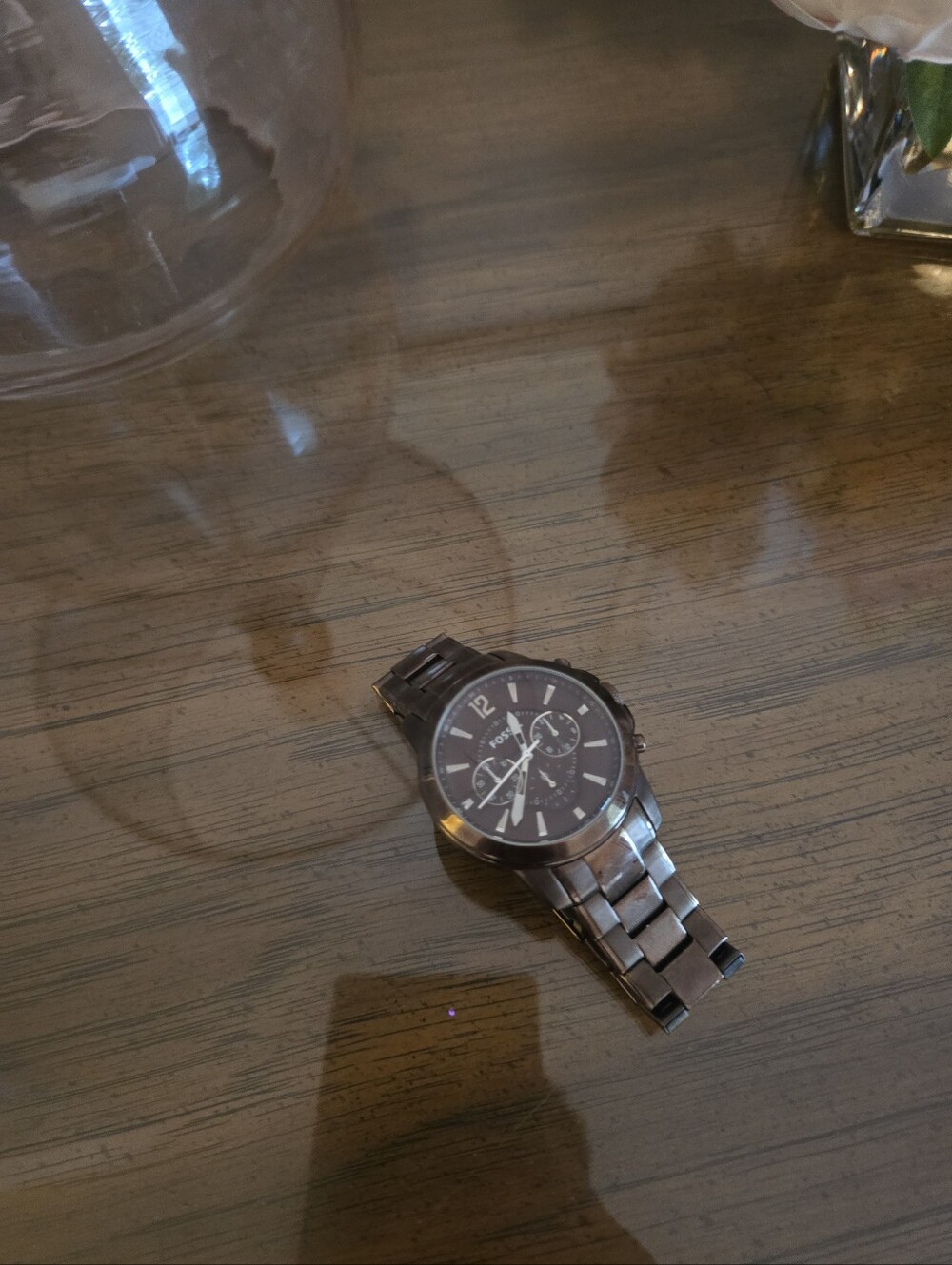 Silver Men’s Brown Stainless Steel Chronograph Watch